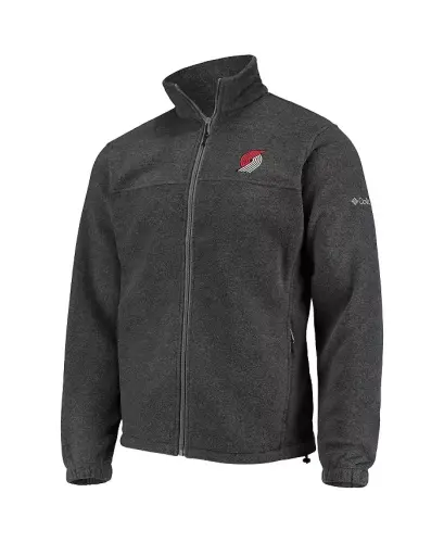 Men's Portland Trail Blazers Heathered Charcoal Flanker Full-Zip Jacket-Heathered Charcoal - 3