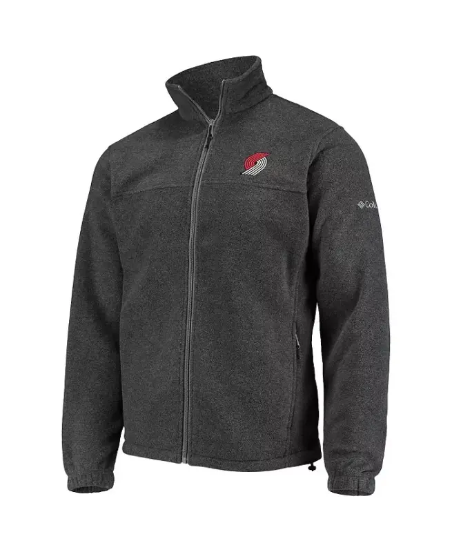 Men's Portland Trail Blazers Heathered Charcoal Flanker Full-Zip Jacket-Heathered Charcoal - 3