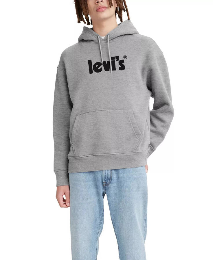 Men's Poster Graphic Logo Relaxed Fit Hoodie Heather Gray - 1