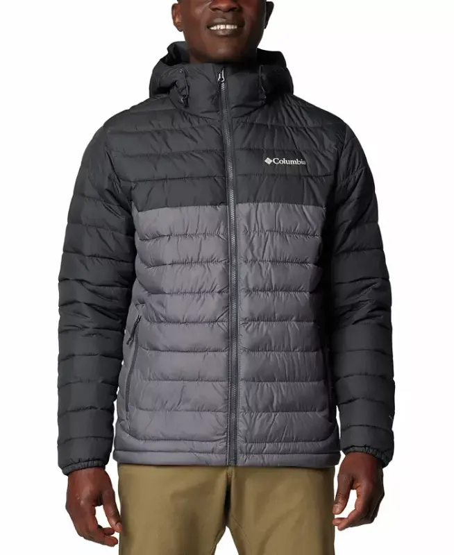 Men's Powder Lite II Hooded Jacket-City Grey, Shark - COLUMBIA