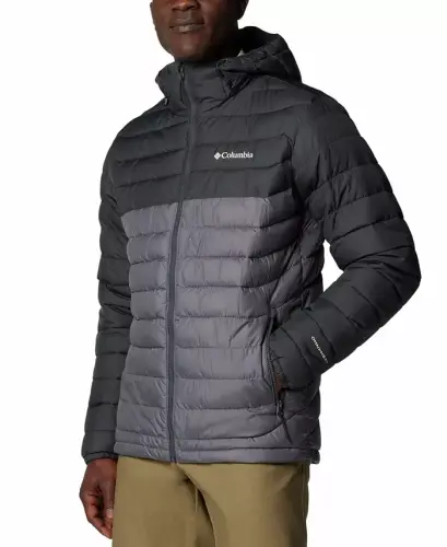 Men's Powder Lite II Hooded Jacket-City Grey, Shark - COLUMBIA (1)