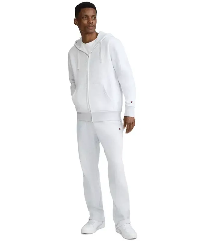 Men's Powerblend Fleece Full Zip Hoodie - Platinum Silver - 2