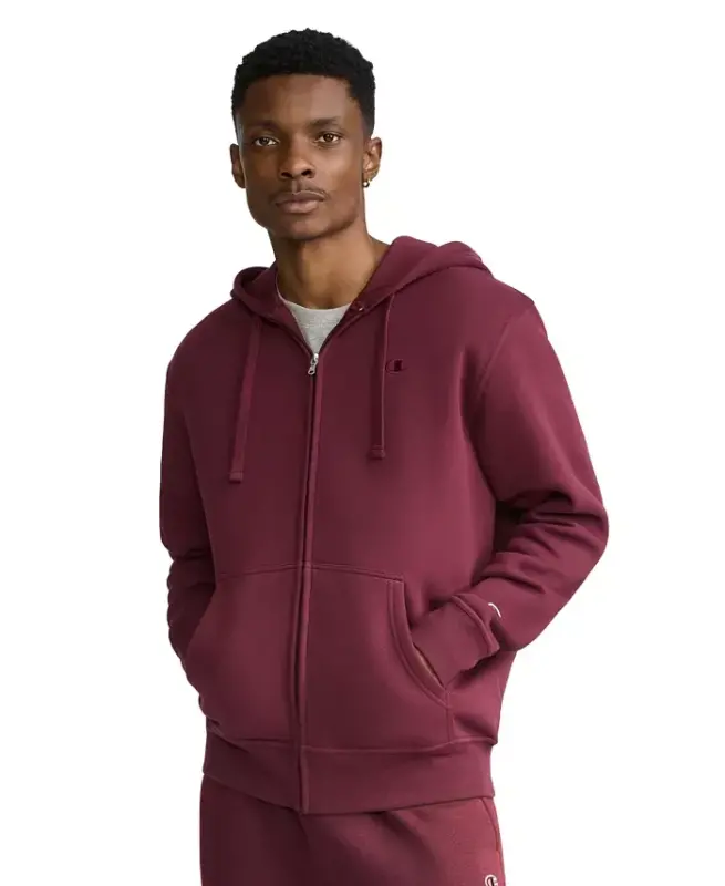 Men's Powerblend Fleece Full Zip Hoodie - Windsor Wine - CHAMPION