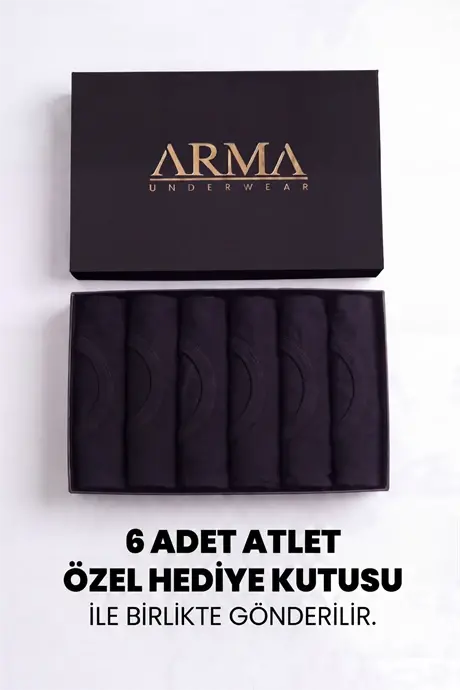 Men's Premium 100% Cotton Black Tank Top 6-Piece Special Gift Box Groom's Basket Dowry Set - 2