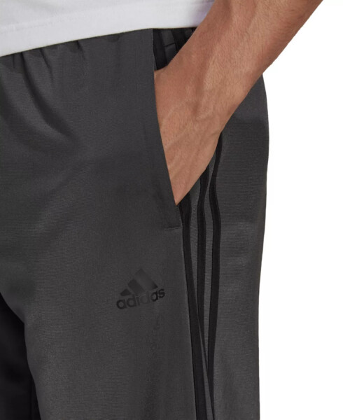 Men's Primegreen Essentials Warm-Up Open Hem 3-Stripes Track Pants Dark Grey Heather/Black - 3