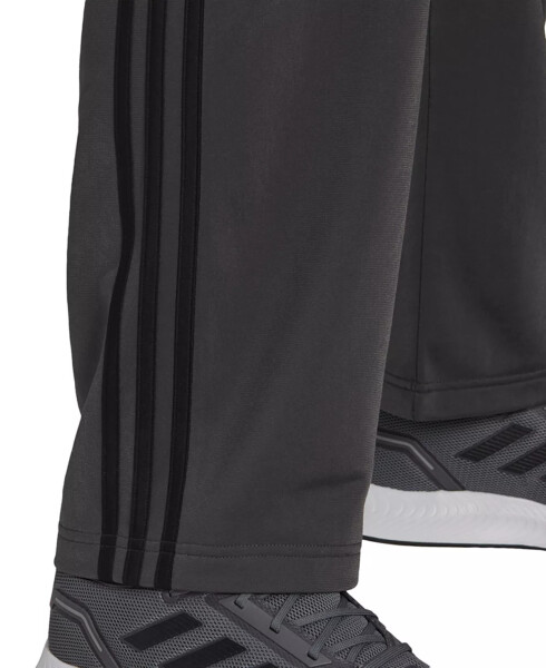 Men's Primegreen Essentials Warm-Up Open Hem 3-Stripes Track Pants Dark Grey Heather/Black - 4