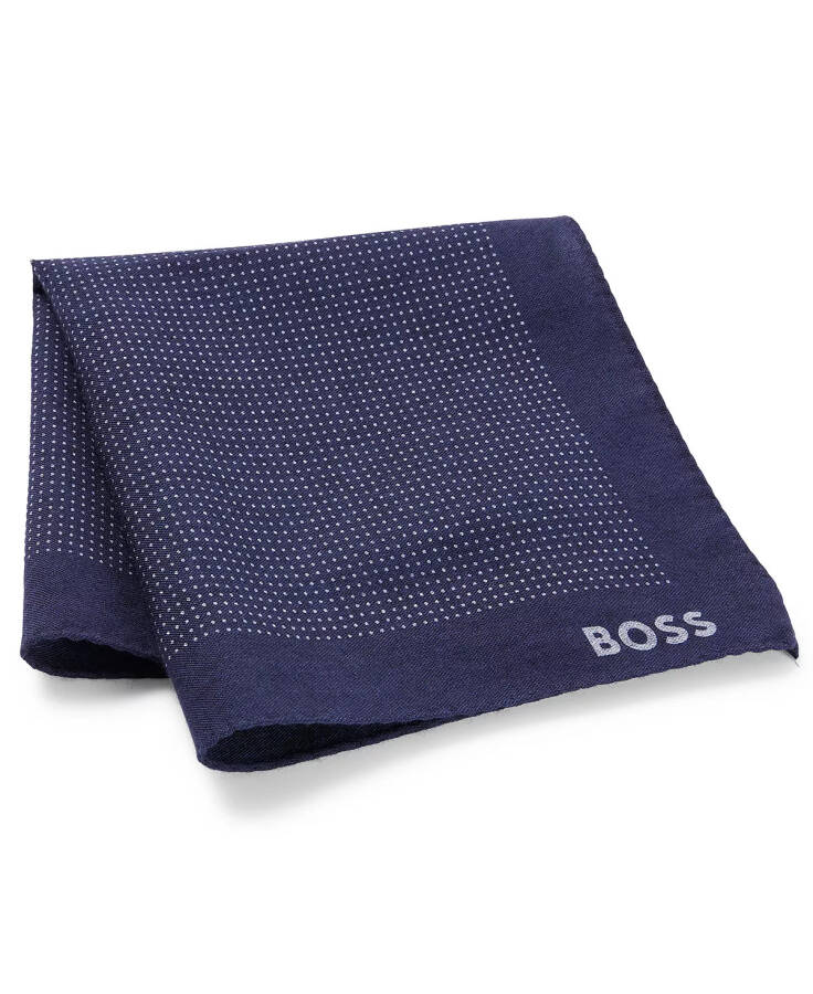 Men's Printed Pocket Square Dark Blue - 1