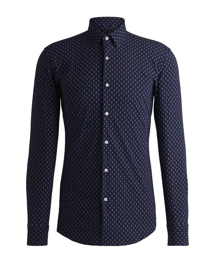 Men's Printed Slim-Fit Dress Shirt Navy - 2