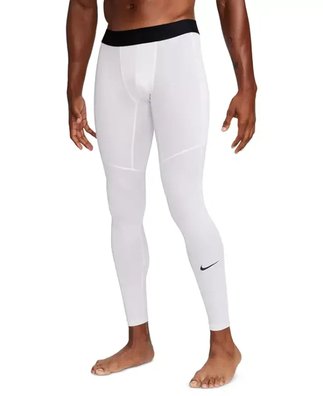 Men's Pro Slim-Fit Dri-FIT Fitness Tights-White/black - NIKE