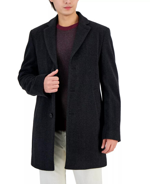 Men's Prosper Wool-Blend Slim Fit Overcoat - Charcoal - 4