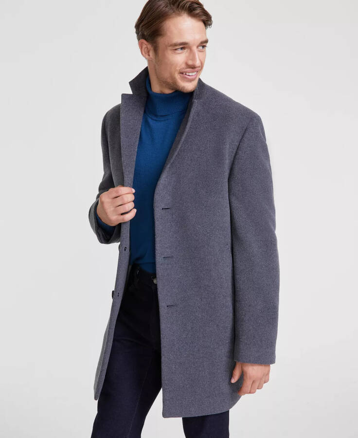 Men's Prosper Wool-Blend Slim Fit Overcoat Medium Grey - 1