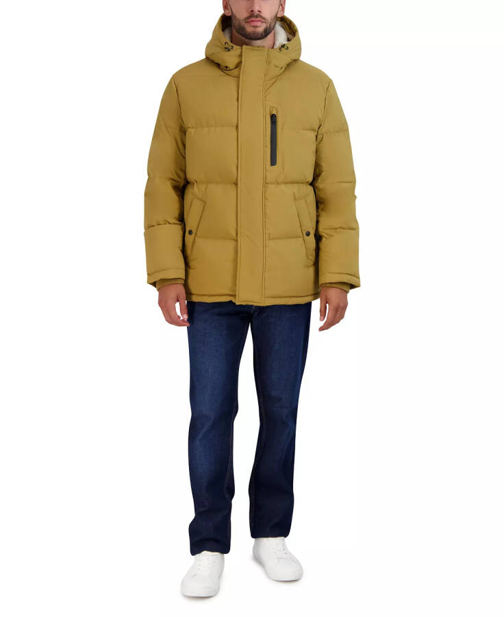 Men's Puffer Coat With Fleece-Lined Hood Khaki - 2