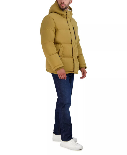 Men's Puffer Coat With Fleece-Lined Hood Khaki - 3