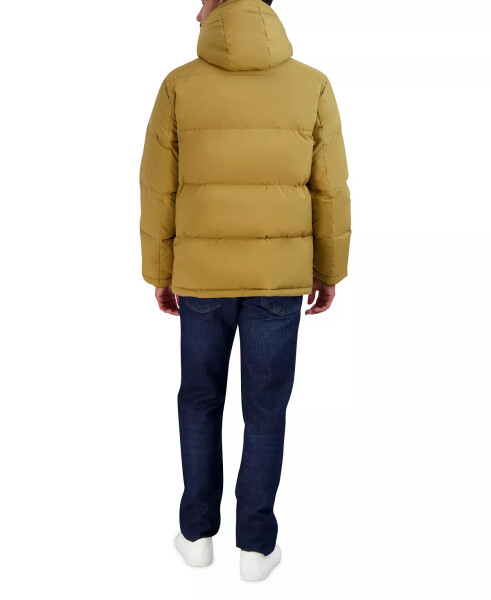 Men's Puffer Coat With Fleece-Lined Hood Khaki - 4