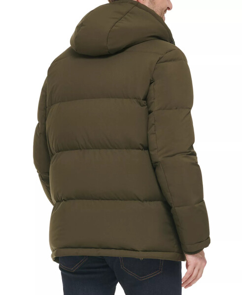 Men's Puffer Coat With Fleece-Lined Hood Olive - 2