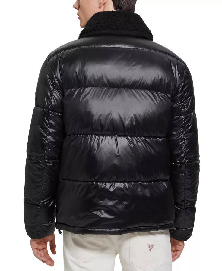 Men's Puffer Jacket with Sherpa Collar Jet Black - 2