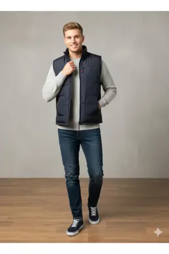 Men's Puffer Vest - HeviStor - Navy Blue - HEVISTOR (1)