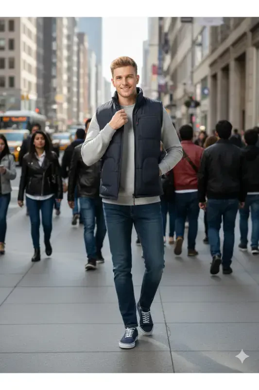 Men's Puffer Vest - HeviStor - Navy Blue - 4