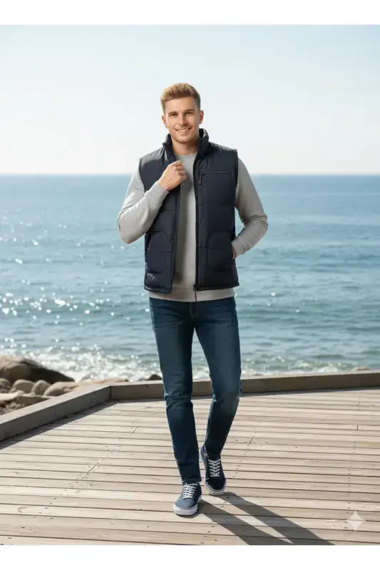 Men's Puffer Vest - HeviStor - Navy Blue - 5