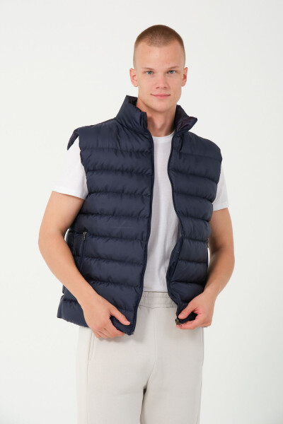 Men's puffer vest, navy blue. - BONESTI