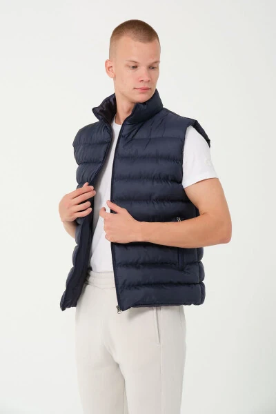 Men's puffer vest, navy blue. - 3