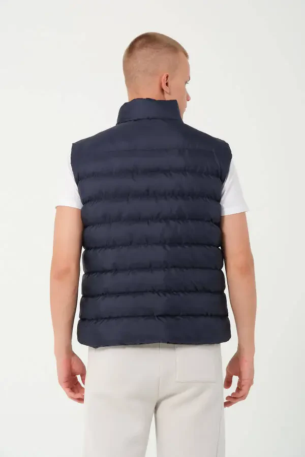 Men's puffer vest, navy blue. - 4