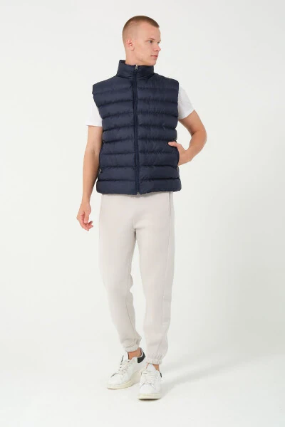 Men's puffer vest, navy blue. - 5