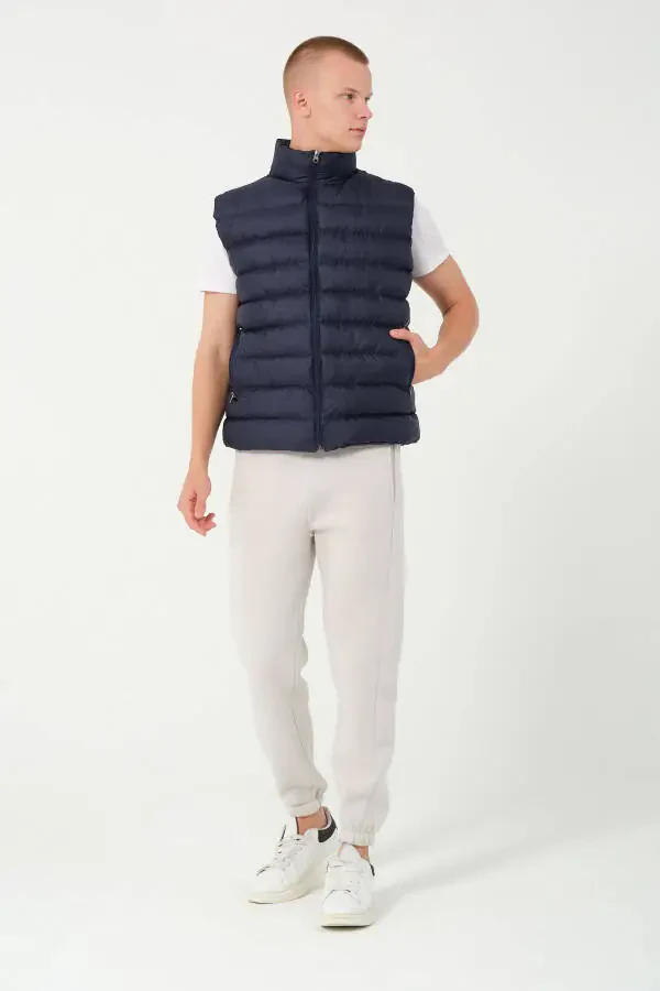 Men's puffer vest, navy blue. - 5