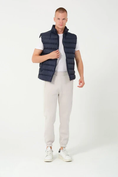 Men's puffer vest, navy blue. - 6