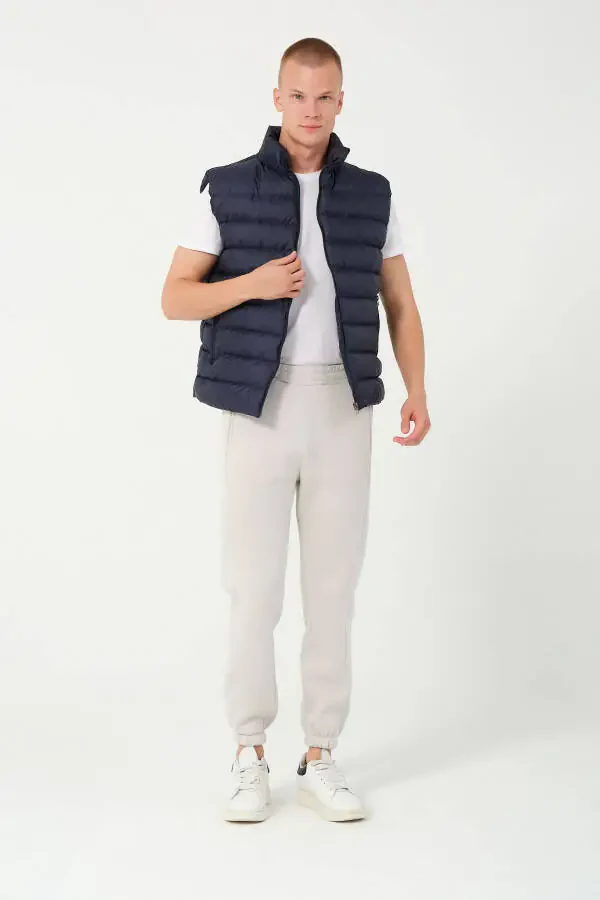Men's puffer vest, navy blue. - 6