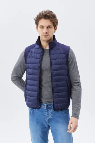 Men's Puffer Vest Water and Windproof Ray Pattern Navy-Navy - UNIPROM (1)