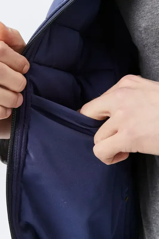 Men's Puffer Vest Water and Windproof Ray Pattern Navy-Navy - 7