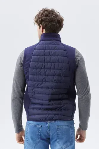 Men's Puffer Vest Water and Windproof Ray Pattern Navy-Navy - 8