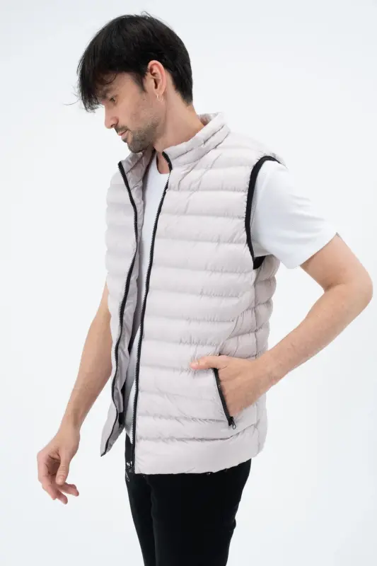 Men's Puffer Vest Waterproof - STONE - 4