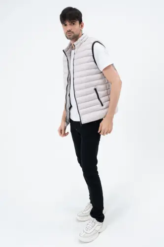 Men's Puffer Vest Waterproof - STONE - 6