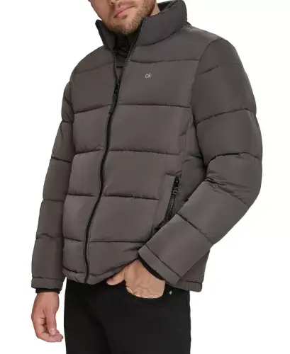 Men's Puffer With Set In Bib Detail, Created for Modazone-Alloy Grey - 3