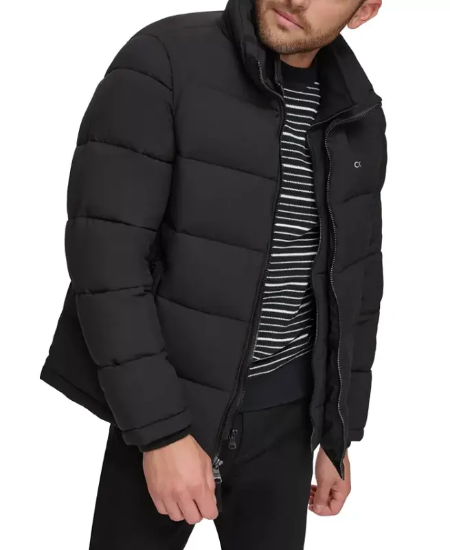 Men's Puffer With Set In Bib Detail, Created for Modazone-Black - 3