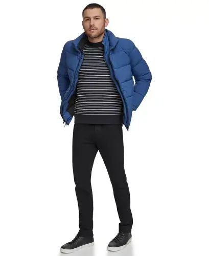 Men's Puffer With Set In Bib Detail, Created for Modazone - Blue - CALVIN KLEIN (1)