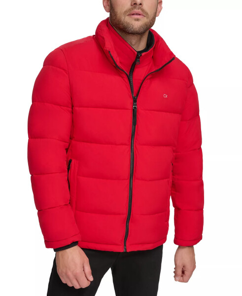 Men's Puffer With Set In Bib Detail, Created for Modazone Deep Red - 1