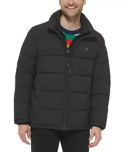 Men's Puffer With Set In Bib Detail, Created for Modazone - Ebony - 5