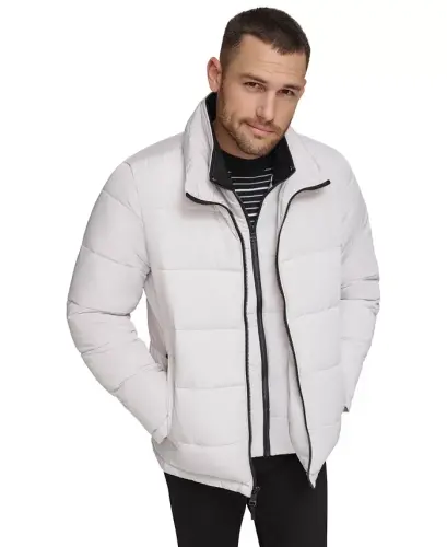 Men's Puffer With Set In Bib Detail, Created for Modazone-Frost 