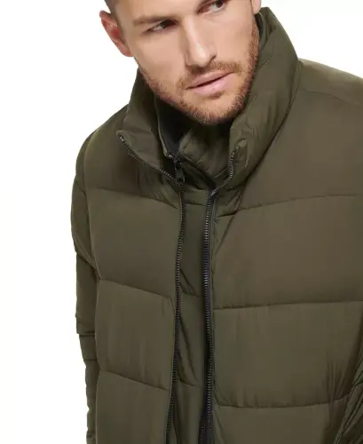 Men's Puffer With Set In Bib Detail, Created for Modazone-Olive - 5