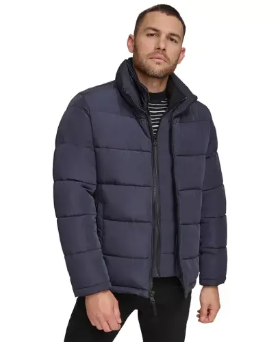 Men's Puffer With Set In Bib Detail, Created for Modazone-True Navy - 1