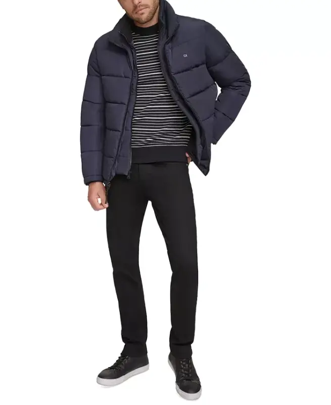 Men's Puffer With Set In Bib Detail, Created for Modazone-True Navy - 2