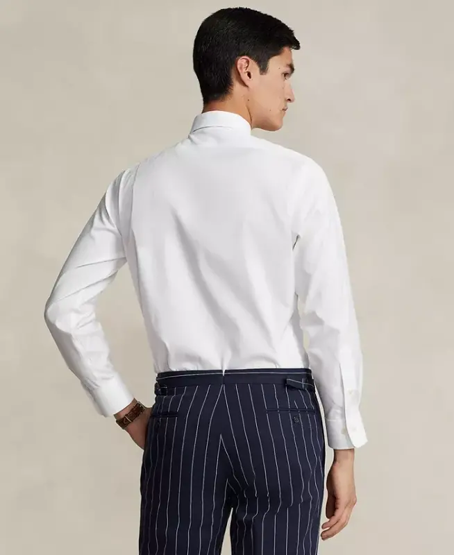 Men's Purepress Cotton Oxford Ko'ylak - Oq/Jigarrang - 2