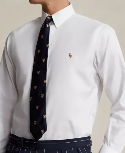 Men's Purepress Cotton Oxford Ko'ylak - Oq/Jigarrang - 3