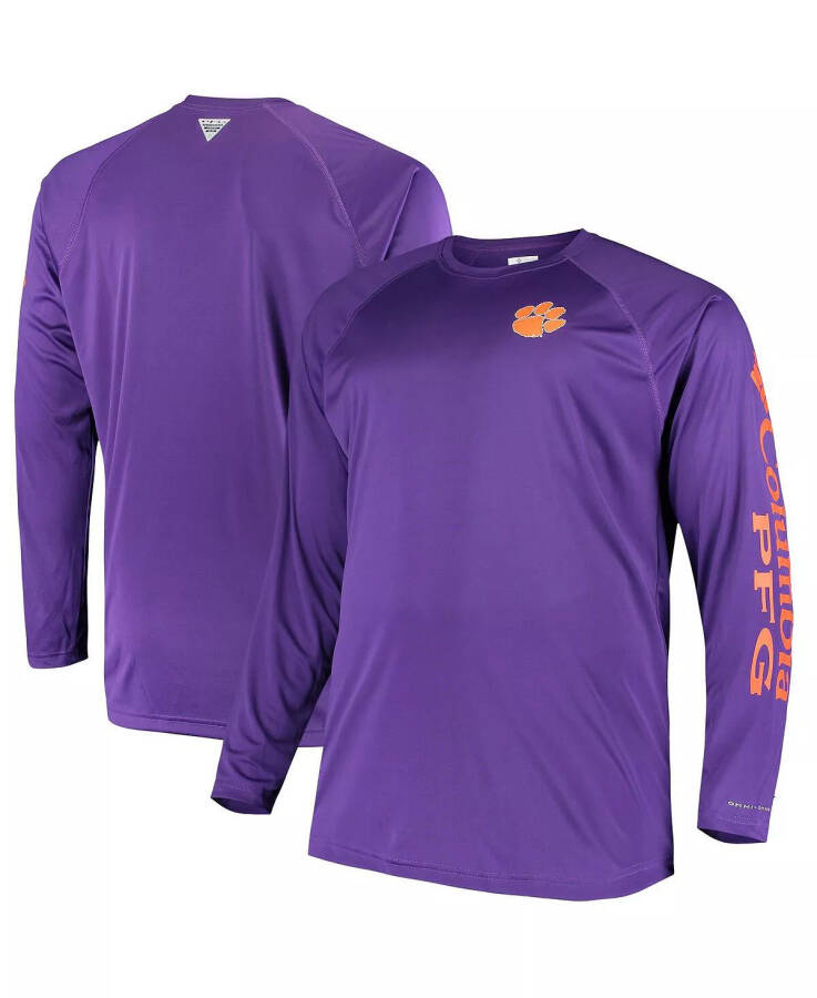 Men's Purple Clemson Tigers Big and Tall Terminal Tackle Long Sleeve Omni-Shade T-shirt Purple - 1