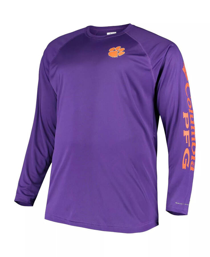 Men's Purple Clemson Tigers Big and Tall Terminal Tackle Long Sleeve Omni-Shade T-shirt Purple - 2