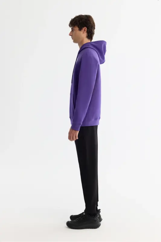 Men's Purple Hooded Cotton Printed Elastane Sweats - 3