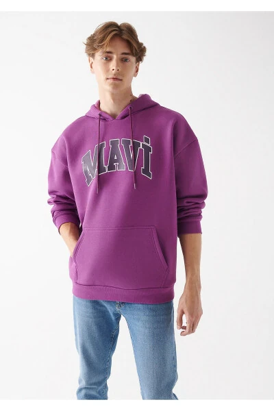 Men's Purple Logo Printed Sweatshirt 067149-70681 - MAVI